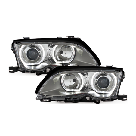 Phares BMW E46 Berline  01-03  Angel Eyes  chromé