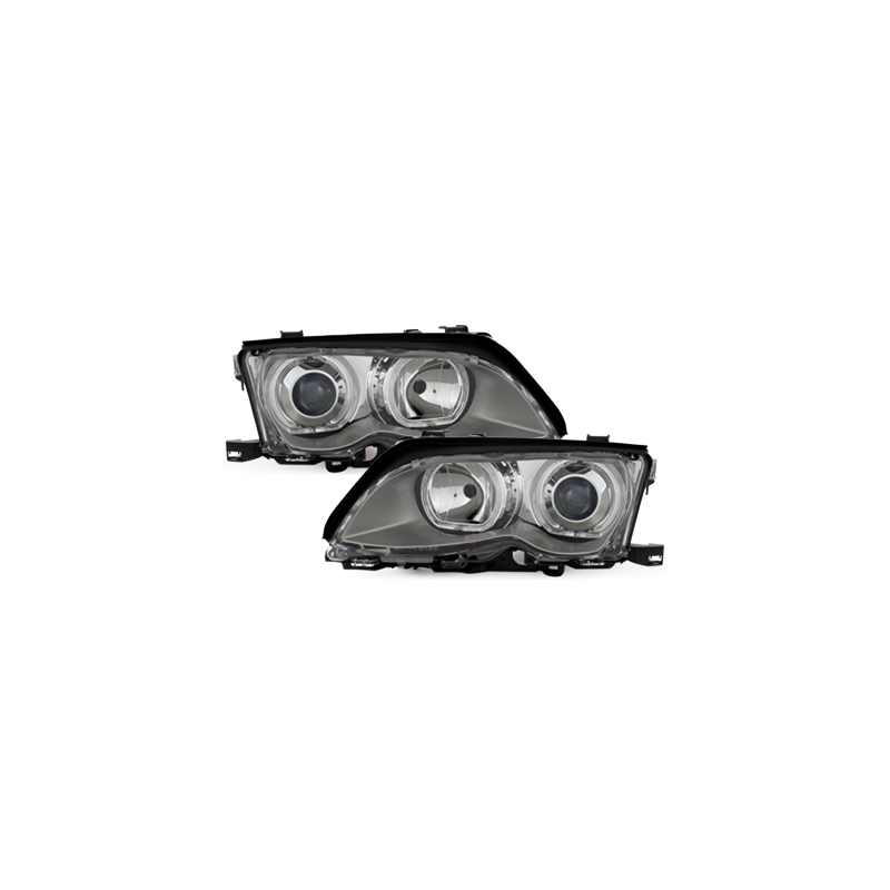 Phares BMW E46 Berline  01-03  Angel Eyes  chromé