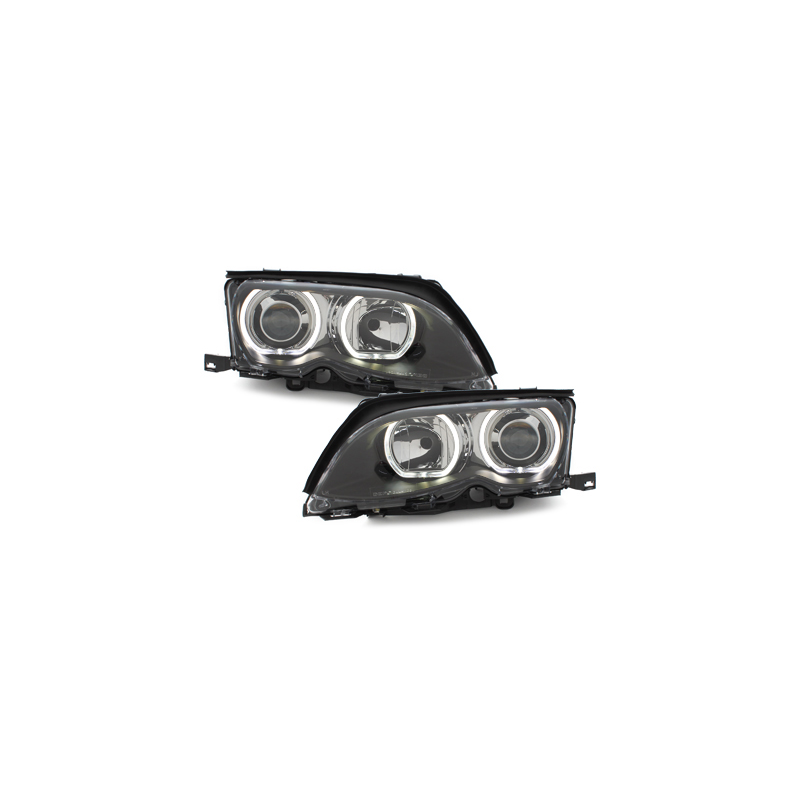 Phares BMW E46 Berline  01-03-2 Angel Eyes Noir
