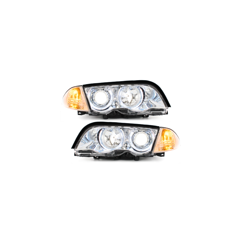 Phares BMW E46 Berline  98-01  avec anneaux lumineux angel eyes  Chrome