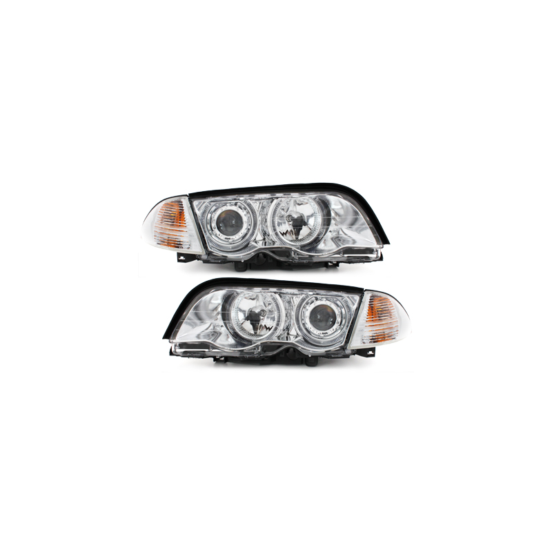 Phares BMW E46 Berline  98-01  avec anneaux lumineux angel eyes  Chrome