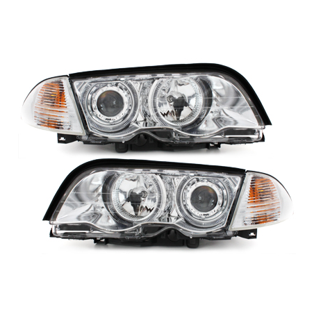 Phares BMW E46 Berline  98-01  avec anneaux lumineux angel eyes  Chrome