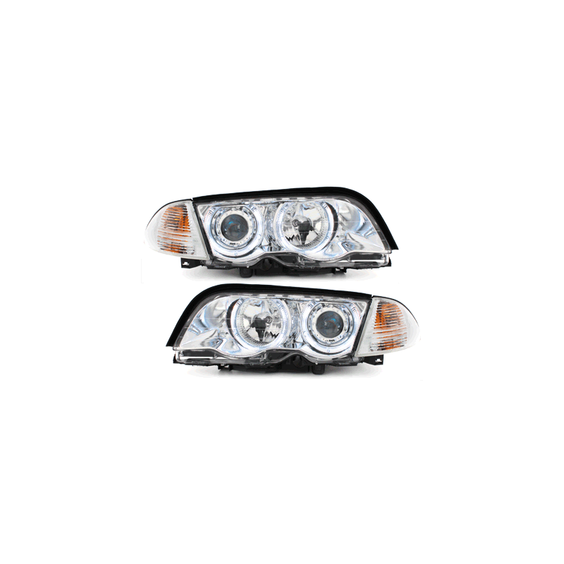 Phares BMW E46 Berline  98-01  avec anneaux lumineux angel eyes  Chrome