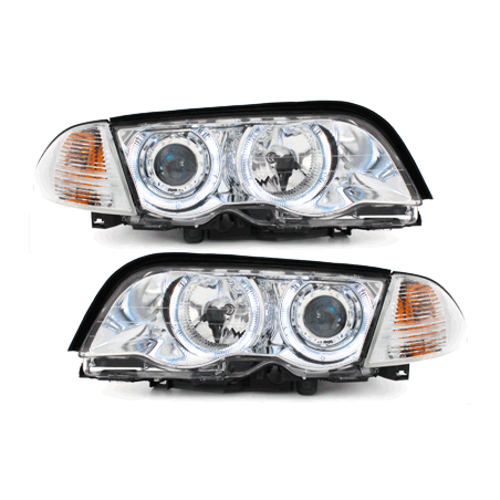 Phares BMW E46 Berline  98-01  avec anneaux lumineux angel eyes  Chrome