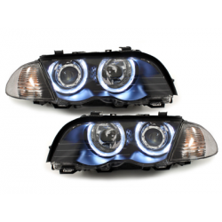 Phares BMW E46 Berline  98-01  avec anneaux lumineux angel eyes  Noir