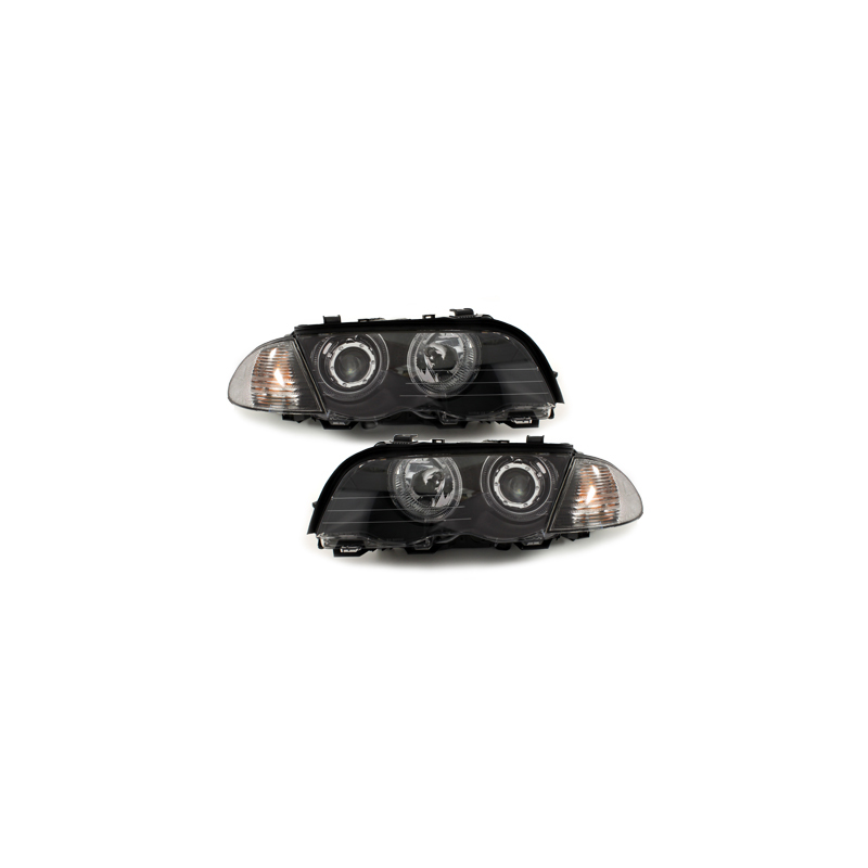 Phares BMW E46 Berline  98-01  avec anneaux lumineux angel eyes  Noir