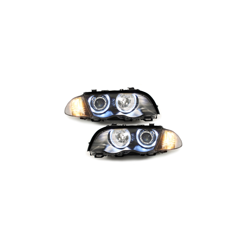 Phares BMW E46 Berline  98-01  avec anneaux lumineux angel eyes  Noir