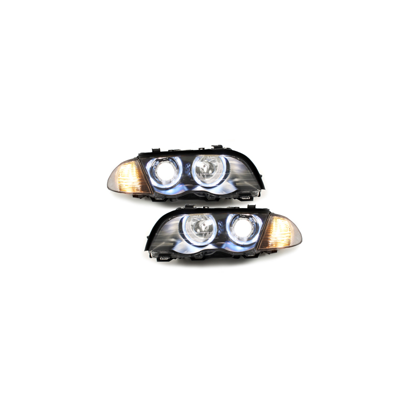 Phares BMW E46 Berline  98-01  avec anneaux lumineux angel eyes  Noir