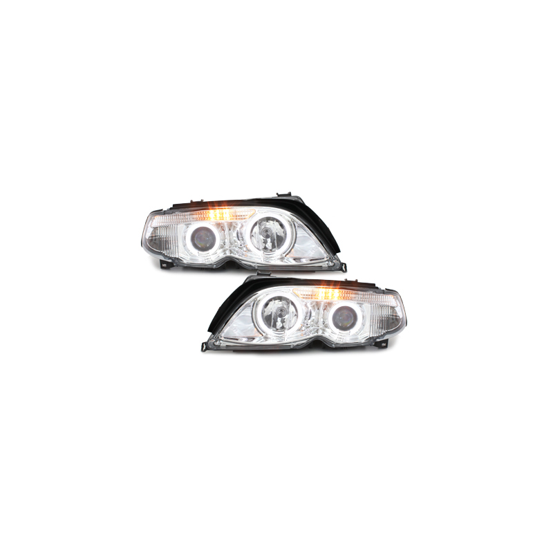Phares BMW E46 Berline  7er-Look 01-04 _ 2 LED SLR  Chrome