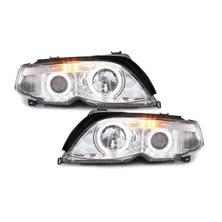 Phares BMW E46 Berline  7er-Look 01-04 _ 2 LED SLR  Chrome