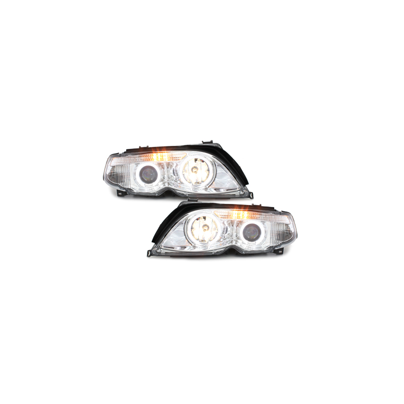 Phares BMW E46 Berline  7er-Look 01-04 _ 2 LED SLR  Chrome