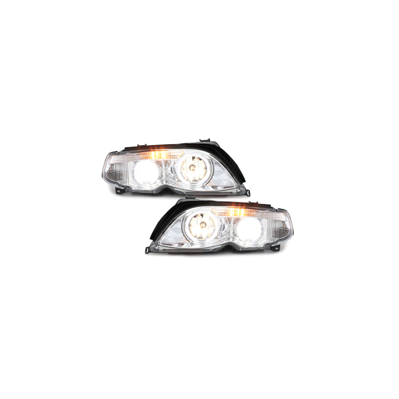 Phares BMW E46 Berline  7er-Look 01-04 _ 2 LED SLR  Chrome