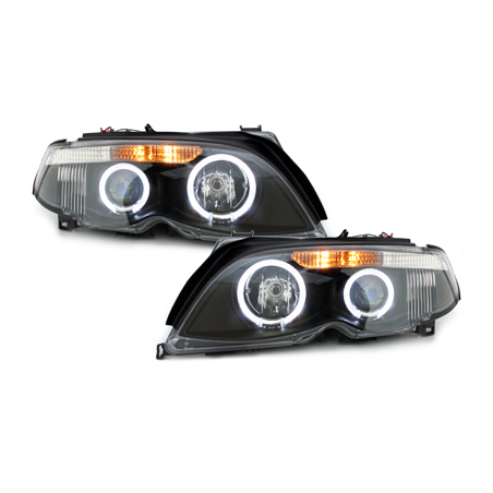 Phares BMW E46 Berline  7er-Look 01-04 _ 2 LED SLR  Noir