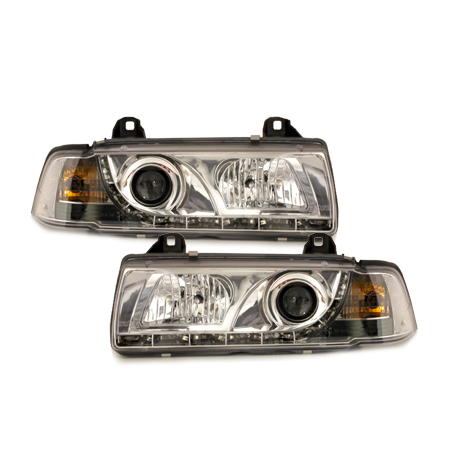 Phares BMW E36 Coupé 92-98  avec Feux Diurne Led  Chrome