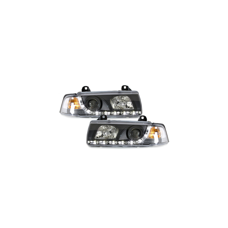 Phares DAYLINE BMW E36 Coupé 92-98  avec Feux Diurne Led Noir
