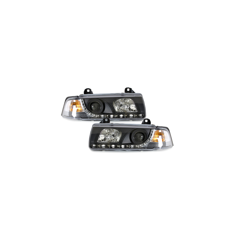 Phares DAYLINE BMW E36 Coupé 92-98  avec Feux Diurne Led Noir