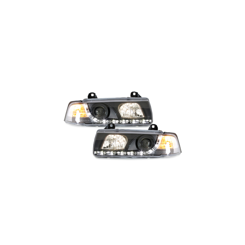 Phares DAYLINE BMW E36 Coupé 92-98  avec Feux Diurne Led Noir
