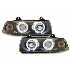 Phares BMW E36 Berline  7.92-3.98  avec anneaux lumineux angel eyes CCFL  Noir