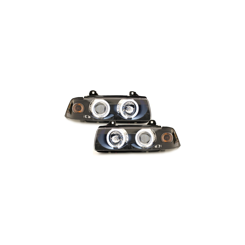 Phares BMW E36 Berline  7.92-3.98  avec anneaux lumineux angel eyes CCFL  Noir