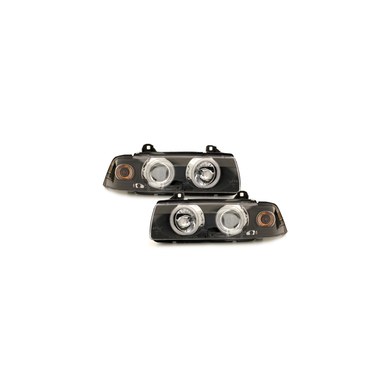 Phares BMW E36 Berline  7.92-3.98  avec anneaux lumineux angel eyes CCFL  Noir