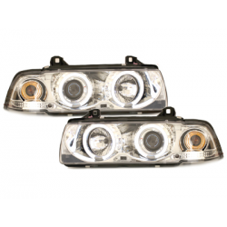 Phares BMW E36 Berline  7.92-3.98  avec anneaux lumineux angel eyes CCFL  Chrome