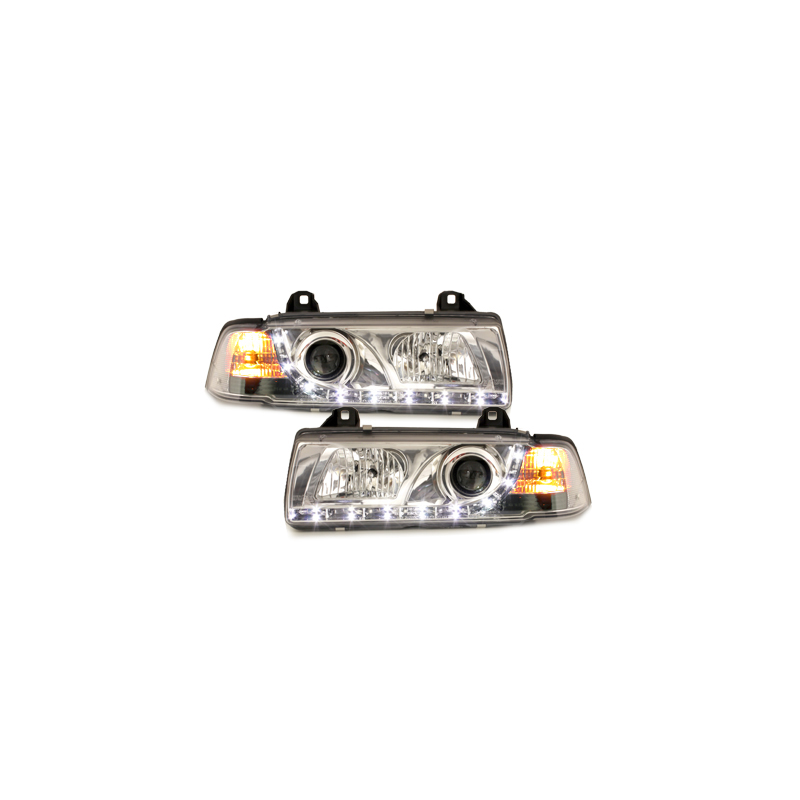 Phares DAYLINE BMW E36 Berline  92-98  avec feux diurne LED  Chrome