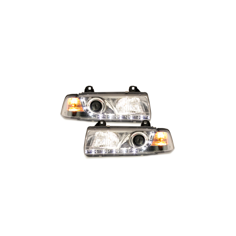Phares DAYLINE BMW E36 Berline  92-98  avec feux diurne LED  Chrome