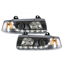 Phares DAYLINE BMW E36 Berline  92-98  avec feux diurne LED  Noir