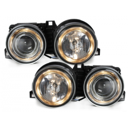 Phares BMW E30 83-87  avec 2 Anneaux lumineux Angel Eyes  Chrome