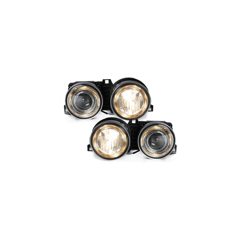 Phares BMW E30 83-87  avec 2 Anneaux lumineux Angel Eyes  Chrome