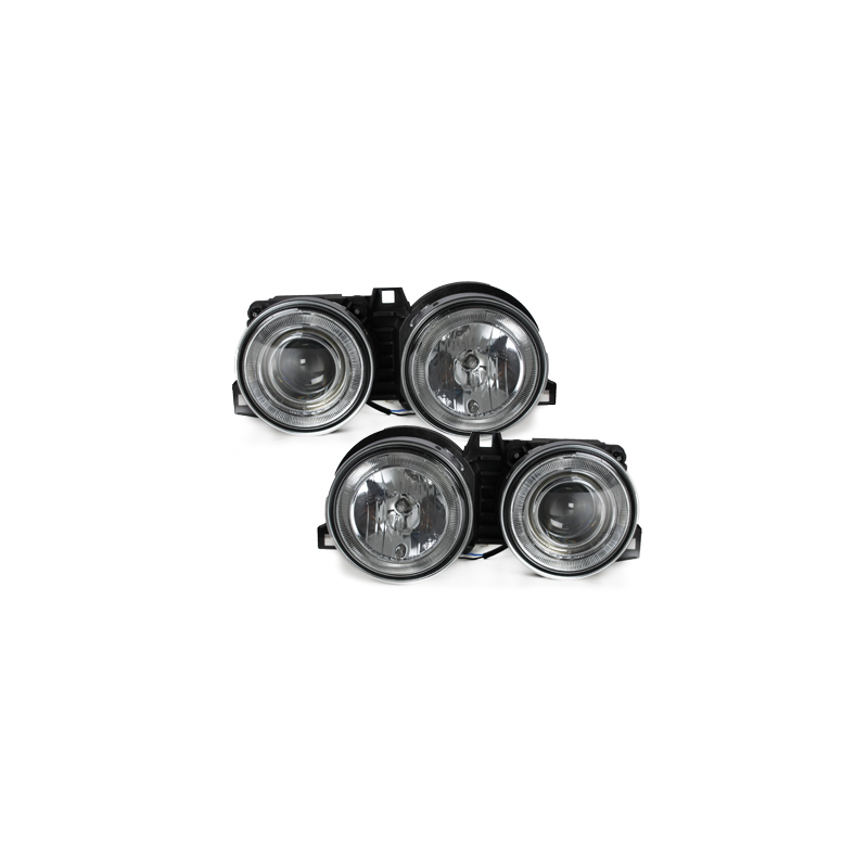 Phares BMW E30 83-87  avec 2 Anneaux lumineux Angel Eyes  Chrome