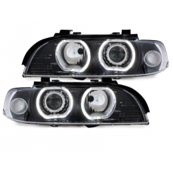 Phares BMW E39 5er 95-00-2 LED Angel Eyes-Noir