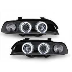 Phares BMW E39 5er 95-00  avec anneaux lumineux angel eyes CCFL  Noir