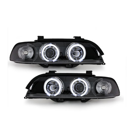 Phares BMW E39 5er 95-00  avec anneaux lumineux angel eyes CCFL  Noir