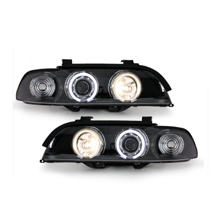 Phares BMW E39 5er 95-00  avec anneaux lumineux angel eyes CCFL  Noir