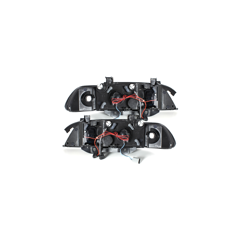 Phares BMW E39 5er 95-00  avec 2 Anneaux lumineux Angel Eyes  Noir