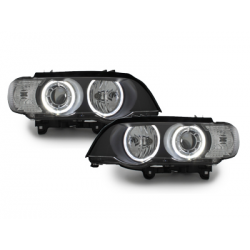 Phares BMW X5 99-03, E53 Angel Eyes  Noir