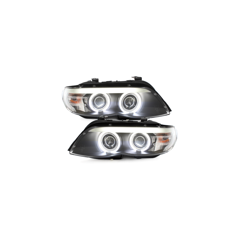 Phares CCFL BMW X5 04-06, E53 Angel Eyes  Noir