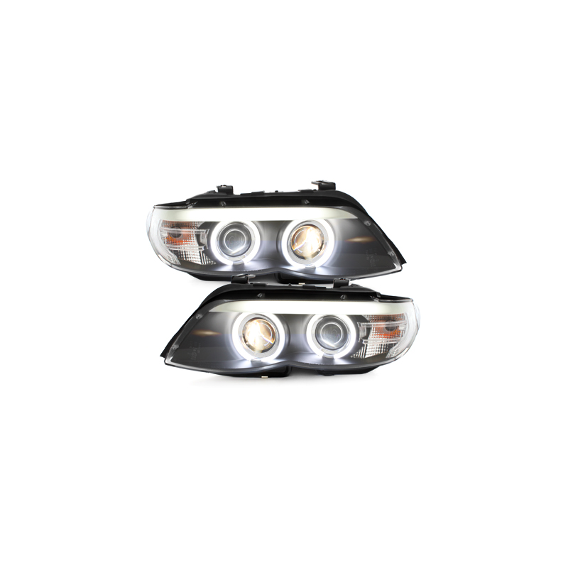 Phares CCFL BMW X5 04-06, E53 Angel Eyes  Noir