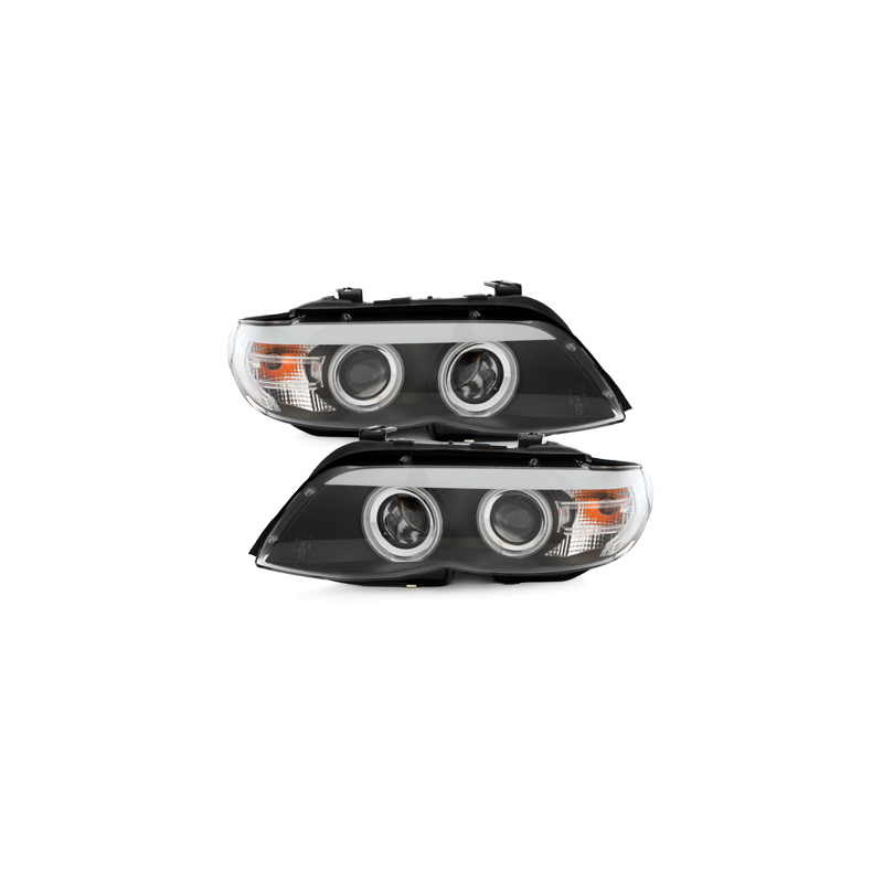 Phares CCFL BMW X5 04-06, E53 Angel Eyes  Noir