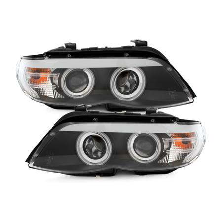 Phares CCFL BMW X5 04-06, E53 Angel Eyes  Noir