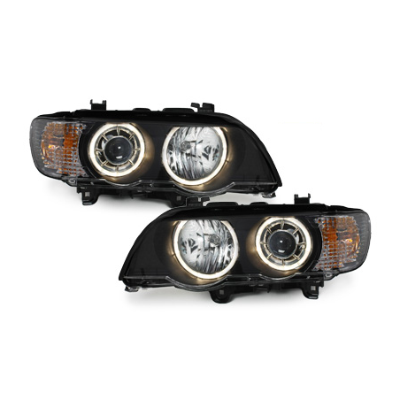 Phares BMW X5 99-03 E53_HID_2 Angel Eyes-Noir