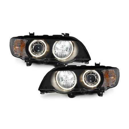 Phares BMW X5 99-03 E53_HID_2 Angel Eyes-Noir