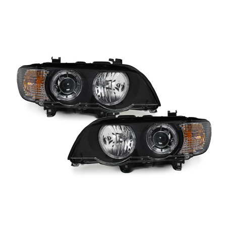 Phares BMW X5 99-03 E53_HID_2 Angel Eyes-Noir