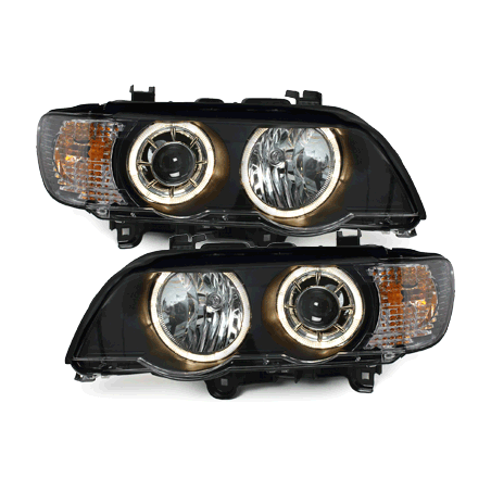 Phares BMW X5 99-03 E53_HID_2 Angel Eyes-Noir