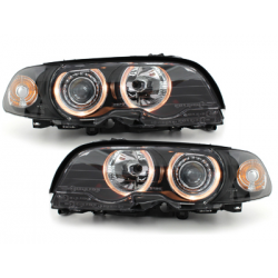Phares BMW E46 Coupé 98-02  avec 2 Anneaux lumineux Angel Eyes  Noir