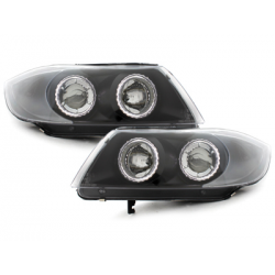 Phares BMW E90  avec 2 Anneaux lumineux Angel Eyes  Noir