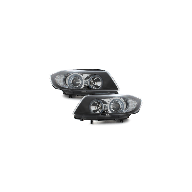 Phares BMW E90  avec 2 Anneaux lumineux Angel Eyes _ LED BlinkerNoir
