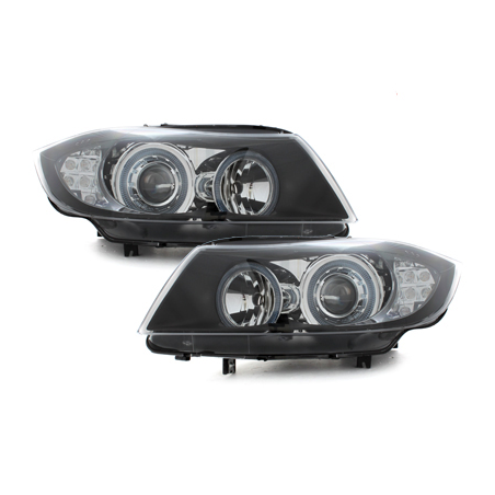 Phares BMW E90  avec 2 Anneaux lumineux Angel Eyes _ LED BlinkerNoir