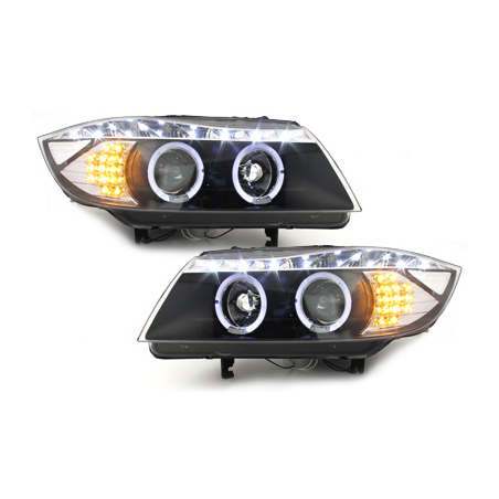 Phares DAYLINE BMW E90 05+_2 SLR_TFL-Optik_LED Noir